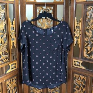 Torrid Fox Button-Up Back Casual Blouse Size 0